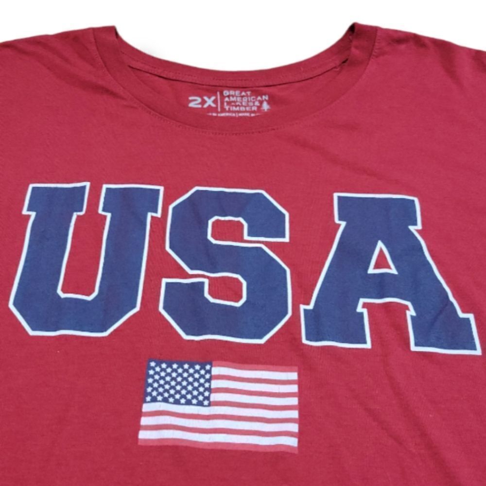 USA Shirt Size 2X Great American Lakes And Timber GALT Patriotic Graphic Tee Red - Picture 4 of 6